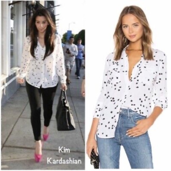 Equipment Signature Celebrity Star Print 100% Silk Button Down Shirt XXS - Picture 10 of 14